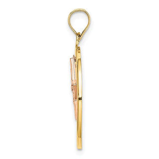 14k Yellow and Rose Gold w/Rhodium Star in Frame Moveable Pendant