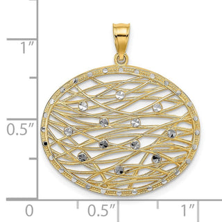 14k Yellow Gold w/Rhodium Diamond-cut Oval Cut-Out Pendant