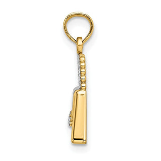 14k Yellow Gold w/Rhodium-Plated 2-D Purse Pendant