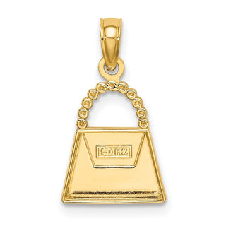 14k Yellow Gold w/Rhodium-Plated 2-D Purse Pendant