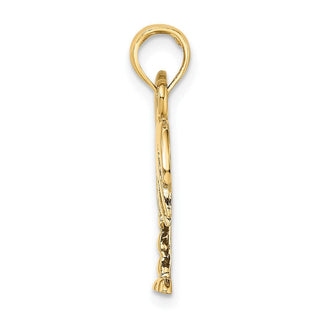 14k Yellow Gold And Rhodium Polished Charleston Palm Tree Pendant