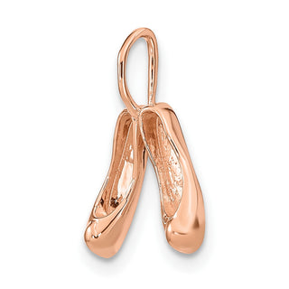 14k Rose Gold Solid Polished 3-D Ballet Slippers Charm
