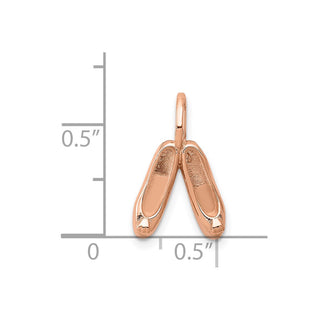 14k Rose Gold Solid Polished 3-D Ballet Slippers Charm