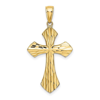14k Yellow Gold with Rhodium-Plated & Diamond-Cut Reversible Cross Pendant K9466