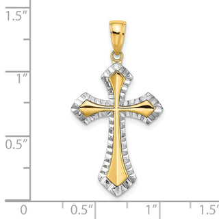14k Yellow Gold with Rhodium-Plated & Diamond-Cut Reversible Cross Pendant K9466