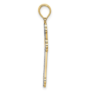 14k Yellow Gold with Rhodium-Plated & Diamond-Cut Reversible Cross Pendant K9467