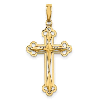 14k Yellow Gold with Rhodium-Plated & Diamond-Cut Reversible Cross Pendant K9467