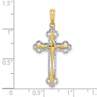14k Yellow Gold with Rhodium-Plated & Diamond-Cut Reversible Cross Pendant K9467