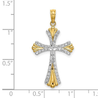 14k Yellow Gold with Rhodium-Plated & Diamond-Cut Reversible Cross Pendant K9469