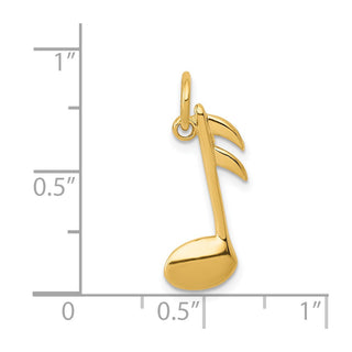 14k Yellow Gold Polished Flat-Backed Musical Note Charm