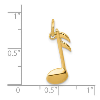 14k Yellow Gold Polished Flat-Backed Musical Note Charm