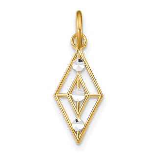 14k Yellow Gold w/Rhodium Diamond-cut Kite-Shaped Pendant