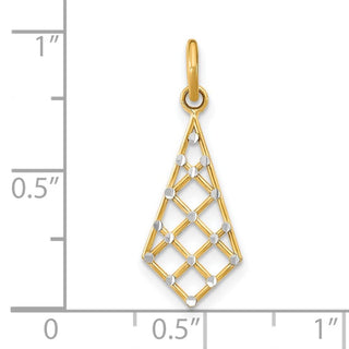 14k Yellow Gold w/Rhodium Diamond-cut Small Criss-Cross Pendant