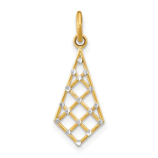 14k Yellow Gold w/Rhodium Diamond-cut Small Criss-Cross Pendant