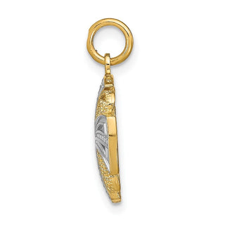 14k Yellow Gold w/Rhodium Pinwheel Medallion Pendant