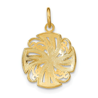14k Yellow Gold w/Rhodium Pinwheel Medallion Pendant