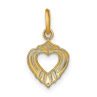 14k Yellow Gold w/Rhodium-Plated Mini Heart Charm