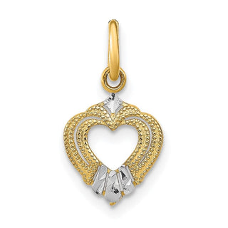 14k Yellow Gold w/Rhodium-Plated Mini Heart Charm