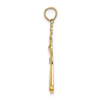 14k Yellow Gold w/Rhodium-Plated Dress w/Flower Pendant
