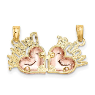 14k Yellow and Rose Gold Mother and Daughter Breakable Hearts Pendant