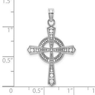 14k White Gold Beaded Celtic Cross with Eternity Pendant