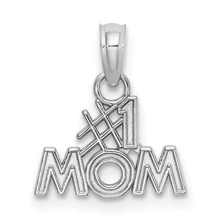 14k White Gold #1 Mom Pendant