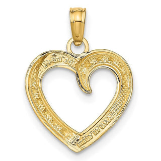14k Yellow Gold and Rhodium Polished and Textured Heart Pendant K9678