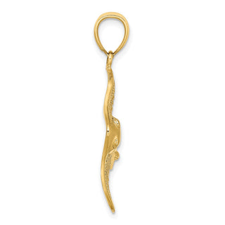 14k Yellow Gold Polished and Cut-Out Beaded Accent Stingray Pendant