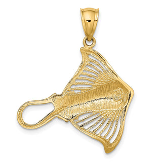 14k Yellow Gold Polished and Cut-Out Beaded Accent Stingray Pendant