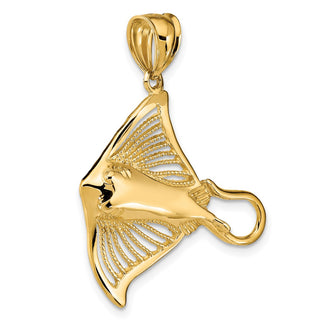 14k Yellow Gold Polished and Cut-Out Beaded Accent Stingray Pendant