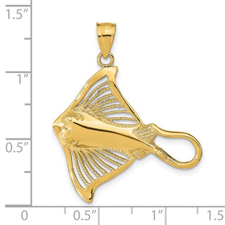 14k Yellow Gold Polished and Cut-Out Beaded Accent Stingray Pendant