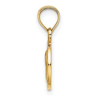 14k Yellow Gold 10mm Engraved Angel Coin Pendant