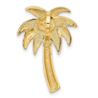 14k Yellow Gold Lab Created Opal Palm Tree Slide Pendant