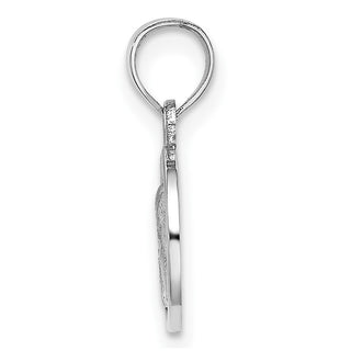 14k White Gold 10mm Engraved Angel Coin Pendant