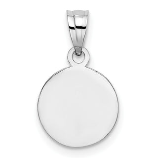 14k White Gold 10mm Engraved Angel Coin Pendant
