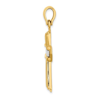 14k Gold with Rhodium-Plating Polished Cross Pendant K9717