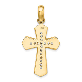 14k Gold with Rhodium-Plating Polished Cross Pendant K9717