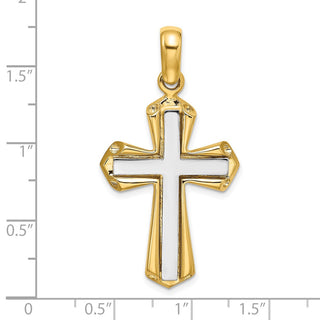 14k Gold with Rhodium-Plating Polished Cross Pendant K9717