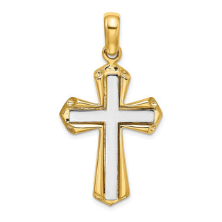 14k Gold with Rhodium-Plating Polished Cross Pendant K9717
