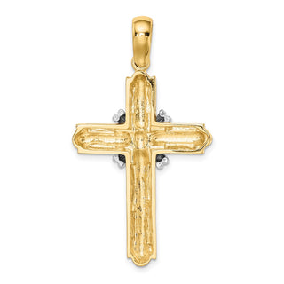 14K Gold w/Rhodium X Center Polished Cross Pendant K9728