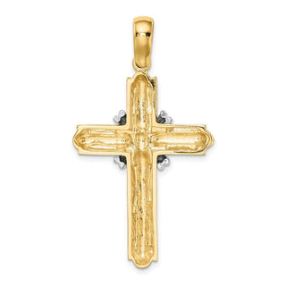 14K Gold w/Rhodium X Center Polished Cross Pendant K9728