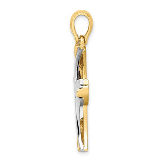 14k Gold With Rhodium-Plating Cross Pendant