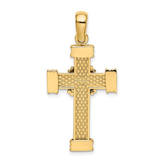 14k Yellow Gold Polished w/X In Center Of Cross Pendant