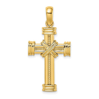 14k Yellow Gold Polished w/X In Center Of Cross Pendant