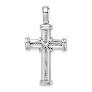 14k White Gold w/X In Center Of Cross Pendant