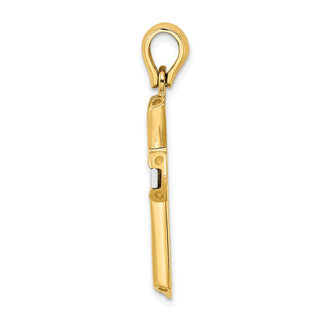 14k Gold with Rhodium-Plating and Polished Cross Pendant