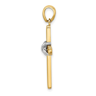 14k Gold With Rhodium-Plating X Center Pendant