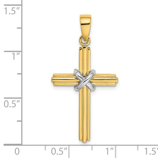 14k Gold With Rhodium-Plating X Center Pendant
