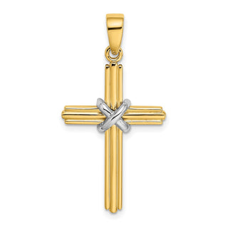 14k Gold With Rhodium-Plating X Center Pendant
