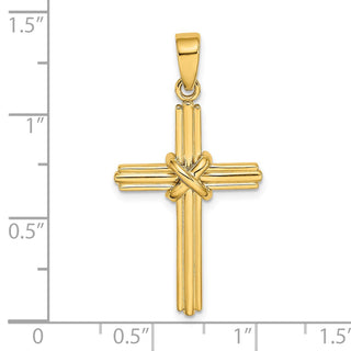 14k Yellow Gold Polished with X Center Cross Pendant K9739